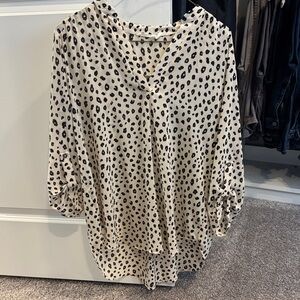 Lush Cream and Black Patterned Blouse
